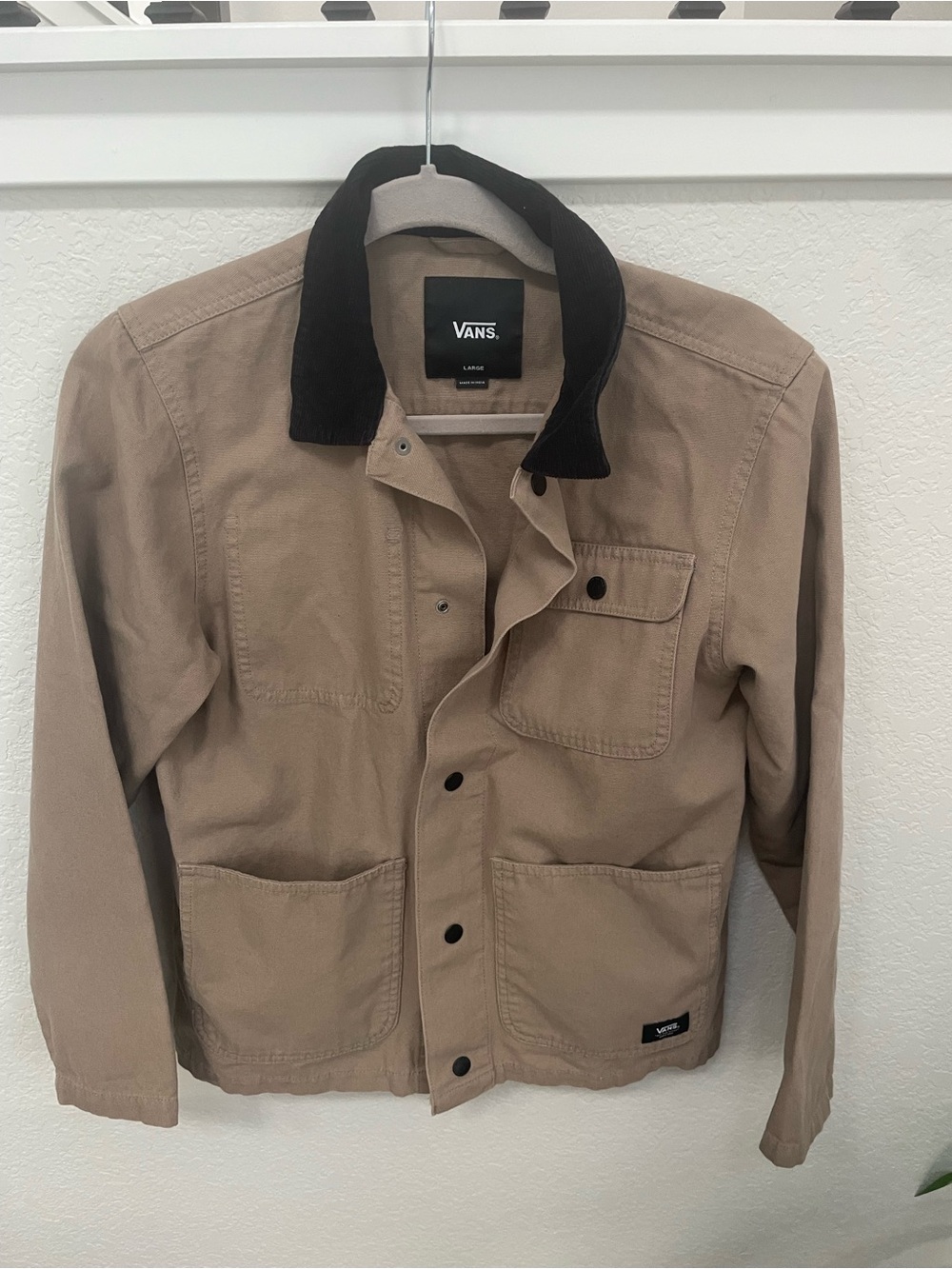 Vans Tan Canvas Jacket with Black Corduroy Collar